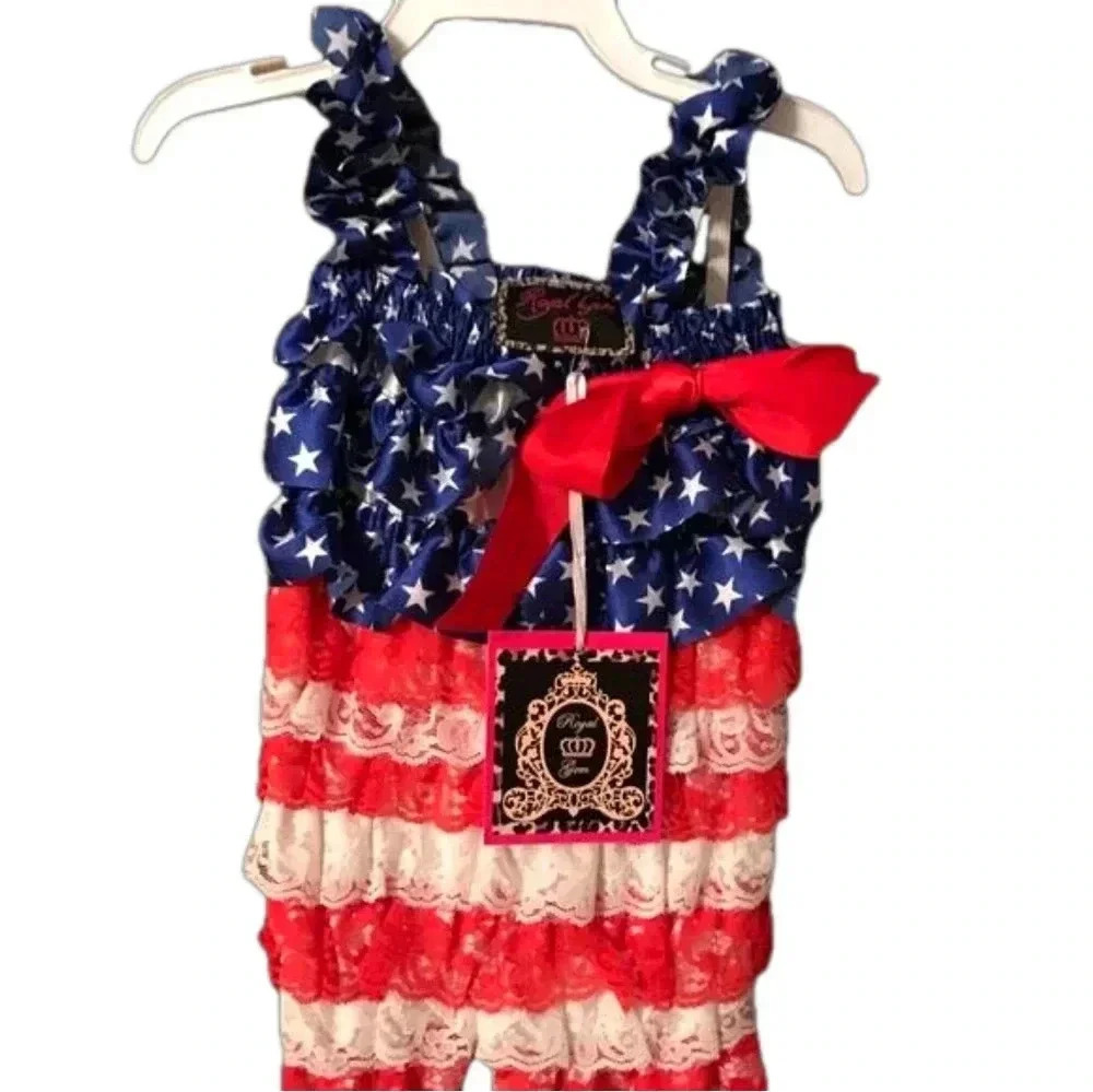 ROYAL GEM PATRIOTIC ROMPER SIZE SMALL **GET READY FOR HOLIDAY DAY PICS**